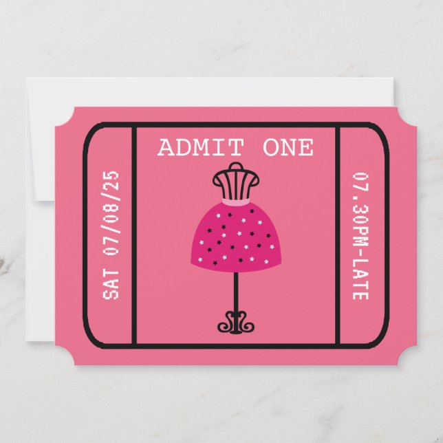 Glam Fashion Show Party Night Girl's Ticket Invitation (Front)