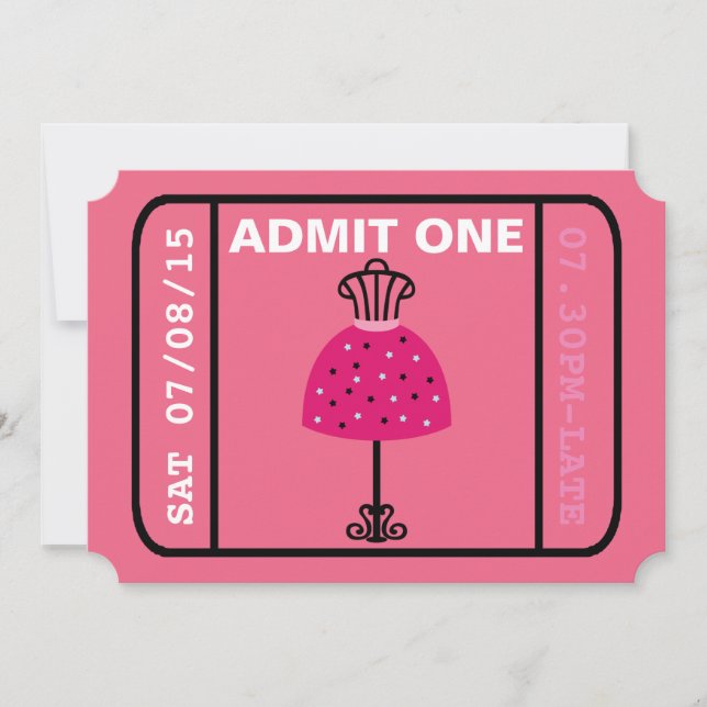 Glam Fashion Show Party Night Girl's Ticket Invitation (Front)