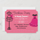 Glam Fashion Show Party Night Girl's Ticket Invitation (Back)