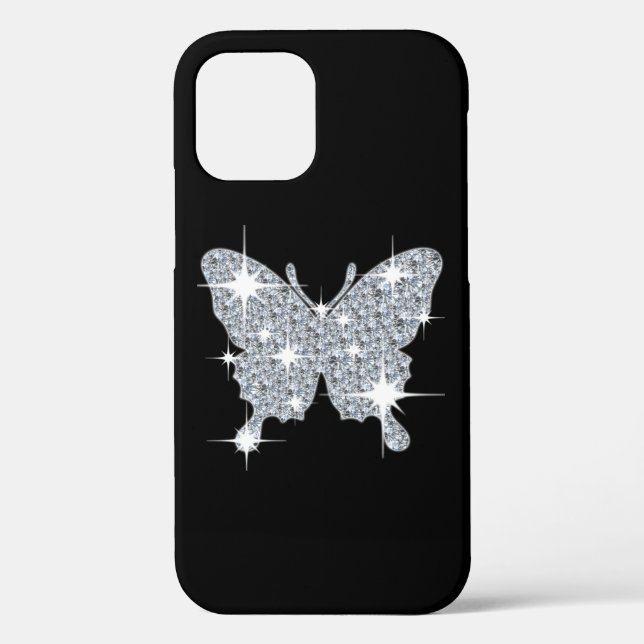 Glam faux diamond sparkle butterfly Case-Mate iPhone case (Back)