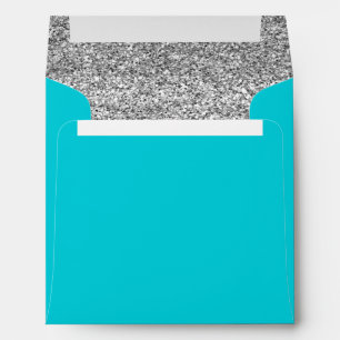 Glam Faux Glitter Silver Teal Blue Envelope
