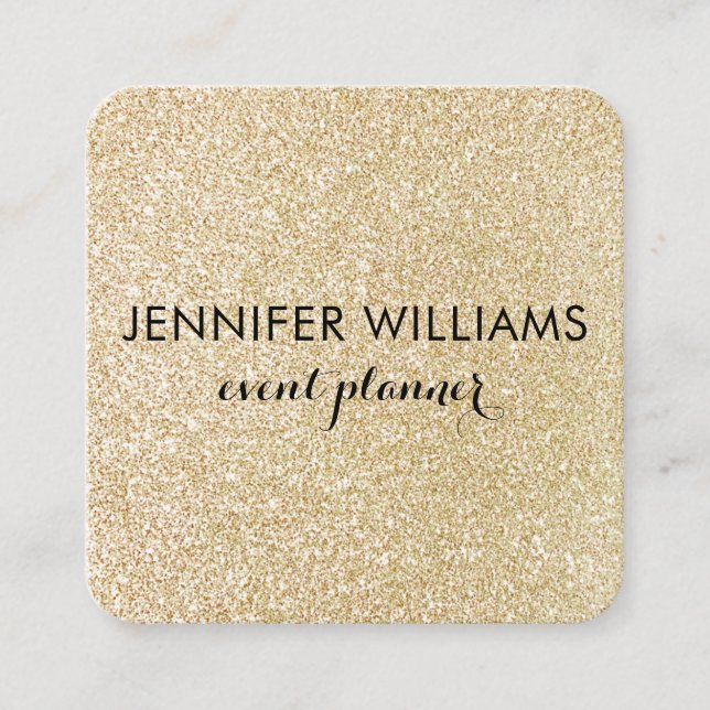 Glam Faux Gold Glitter Look Square Business Card (Front)
