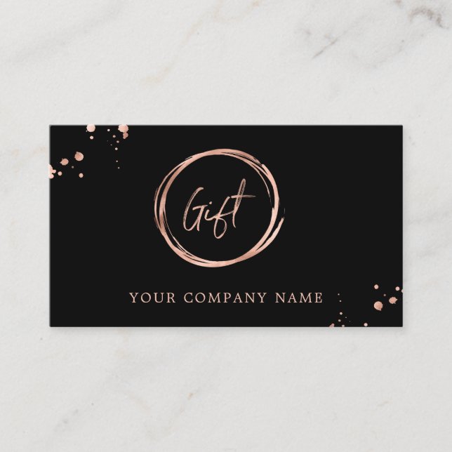 Glam Faux Rose Gold on Black | Gift Certificate (Front)