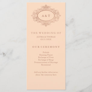 Glam Faux Rose Gold on Blush Pink Wedding Program Programme