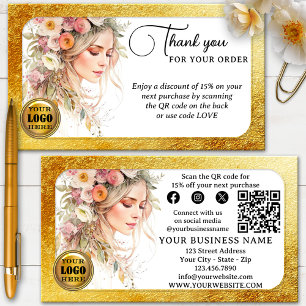 Glam Feminine Thank You For Your Order Business Card