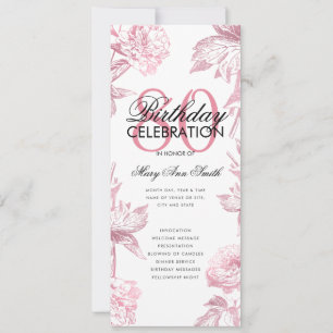 Glam Floral 80th Birthday Program Rose Gold Menu Invitation