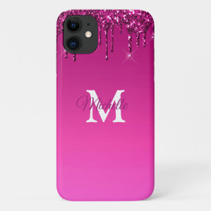 Glam & Fuchsia Ombre Glitter Personalised Monogram Case-Mate iPhone Case