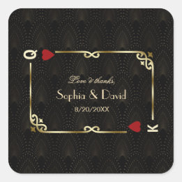 Glam Gatsby Casino Las Vegas Poker Wedding Square Sticker