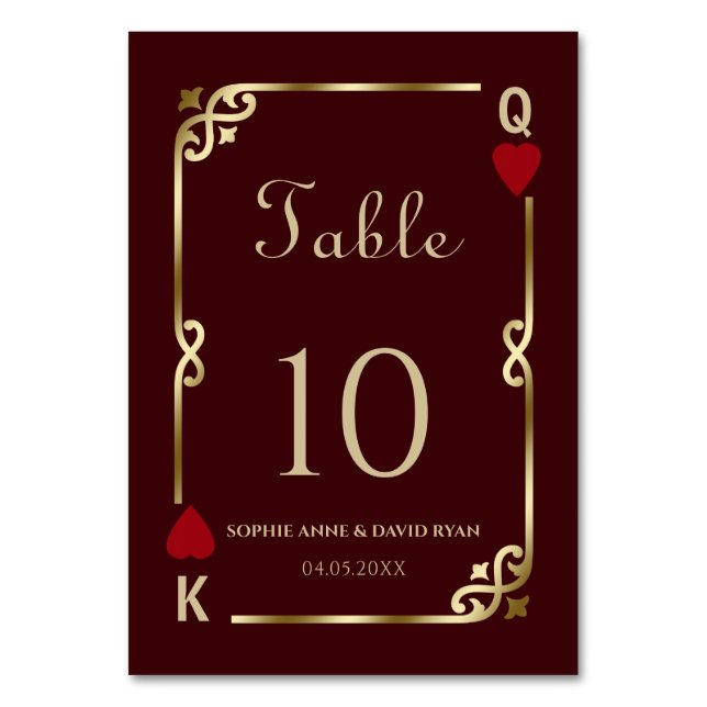 Glam Gatsby Casino Las Vegas Poker Wedding Table Number (Front)