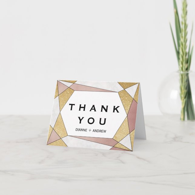 Glam Geometric Diamond Thank You Card (Front)