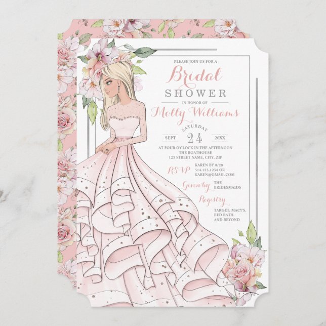 Glam Girl Bride Bridal Shower Invitation (Front/Back)