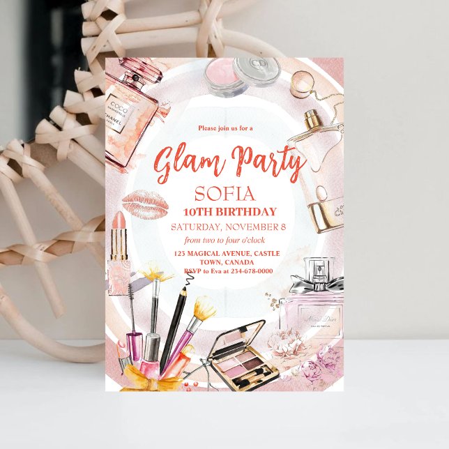 Glam Girl Party Birthday Spa Invitation (Creator Uploaded)
