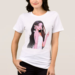 Glam Girl Portrait Graphic T-Shirt Tri-Blend Shirt