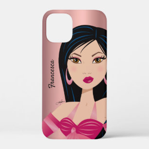 Glam Girl Sassy Attitude Asian Girl Rose Gold iPhone 12 Mini Case