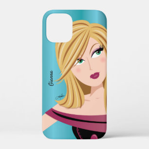 Glam Girl Sassy Attitude Blonde Personalised Teal iPhone 12 Mini Case