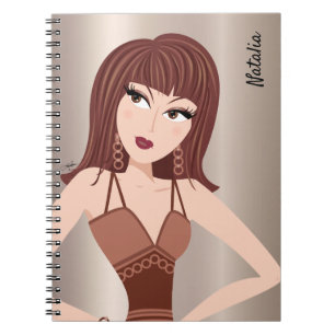 Glam Girl Sassy Attitude Brunette Girl Notebook