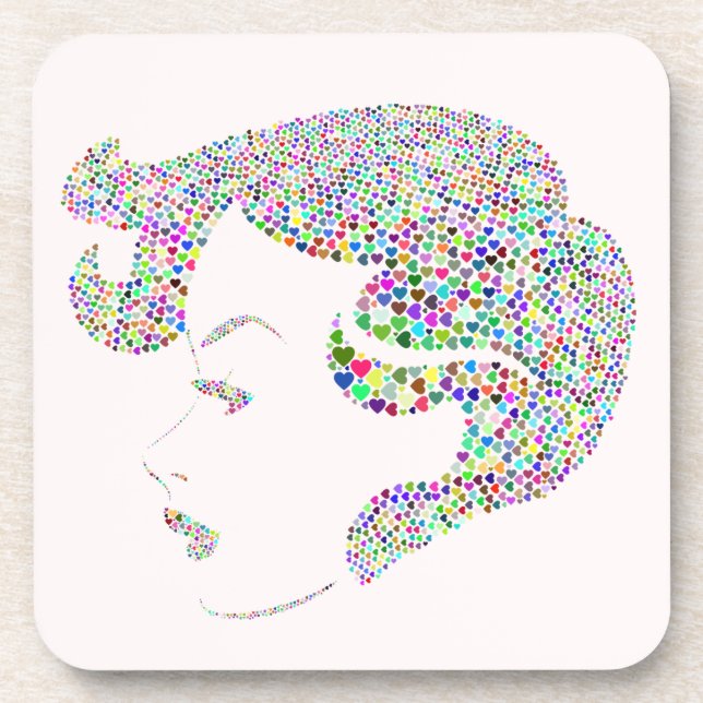Glam girl with hearts coaster (Front)