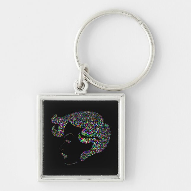 Glam girl with hearts key ring (Front)