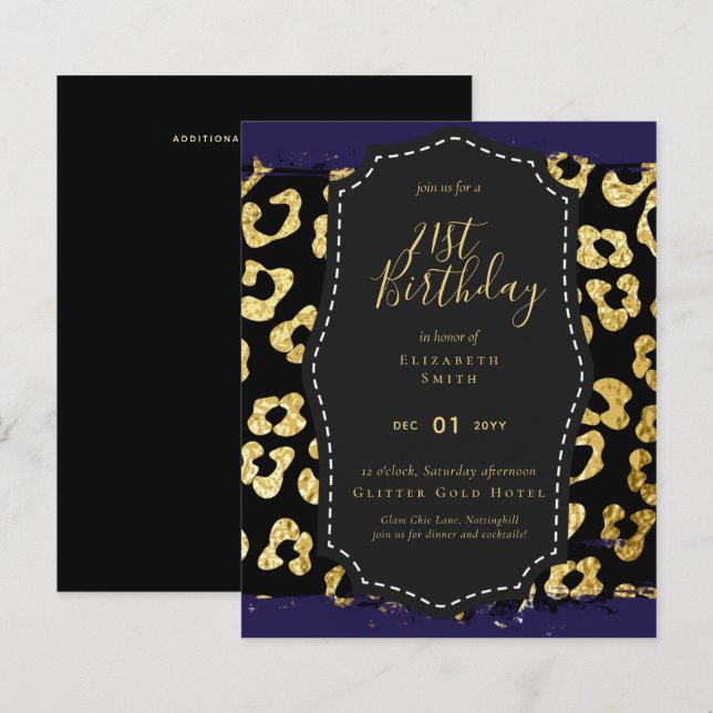 Glam Girly Glitter 21st birthday (or other) Invite (Front/Back)