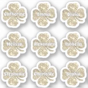 Glam Girly Gold Glitter Lucky Clover Names Pack