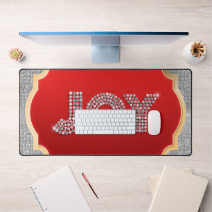 Glam Glitter Bling Bling Christmas JOY  Desk Mat
