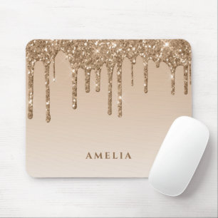 glam glitter drip girly personalised name mouse pad