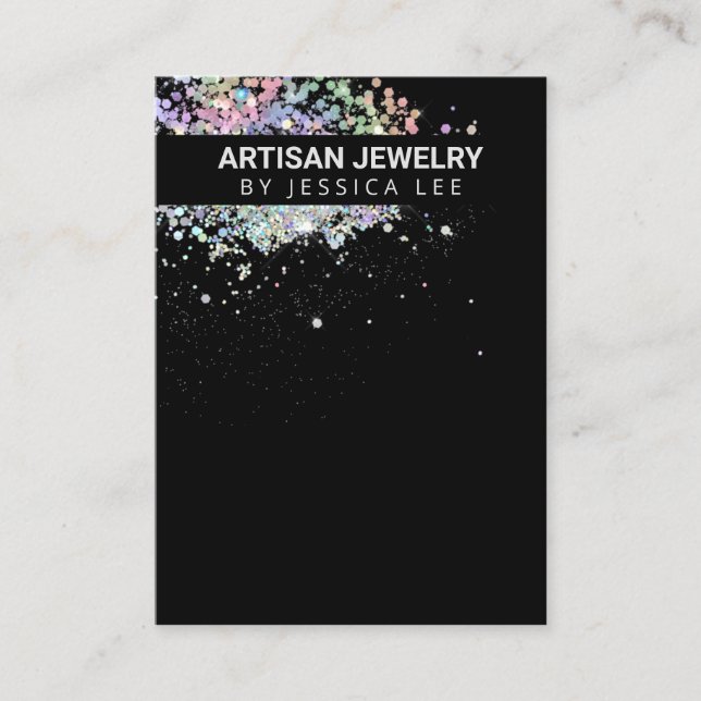Glam Glitter Holographic Earring Holder Display Business Card (Front)