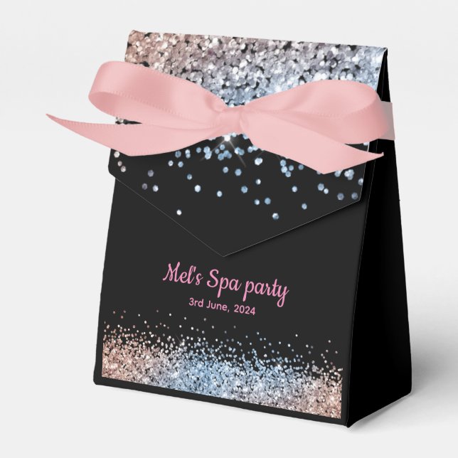 Glam glitter pink and black favour box (Front Side)