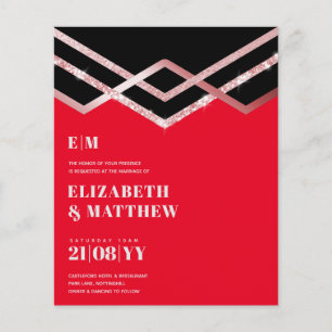 Glam Glitter Rosegold Black Deco Wedding Invite Flyer