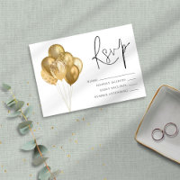 Glam Glittery Gold Balloons Birthday Party RSVP