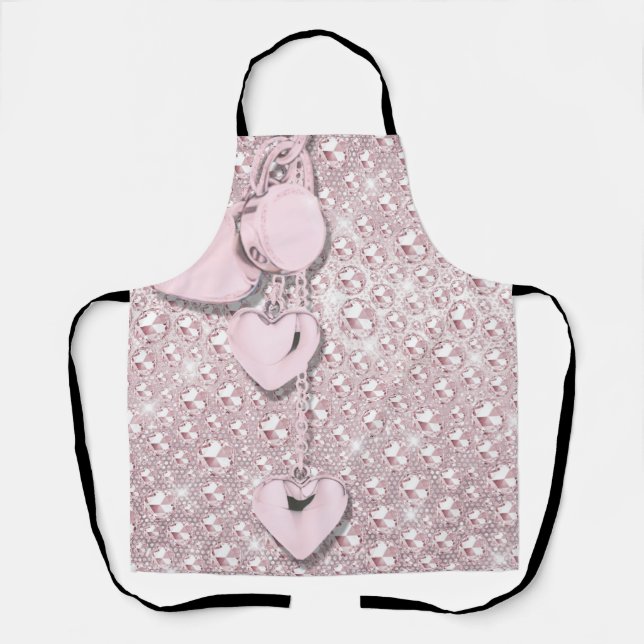 Glam Glitz Hearts Pink  Apron (Front)