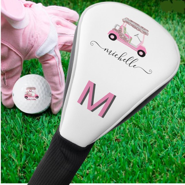Glam Glitz Monogram Rose Gold Diamond Cart  Golf Head Cover (Creator Uploaded)
