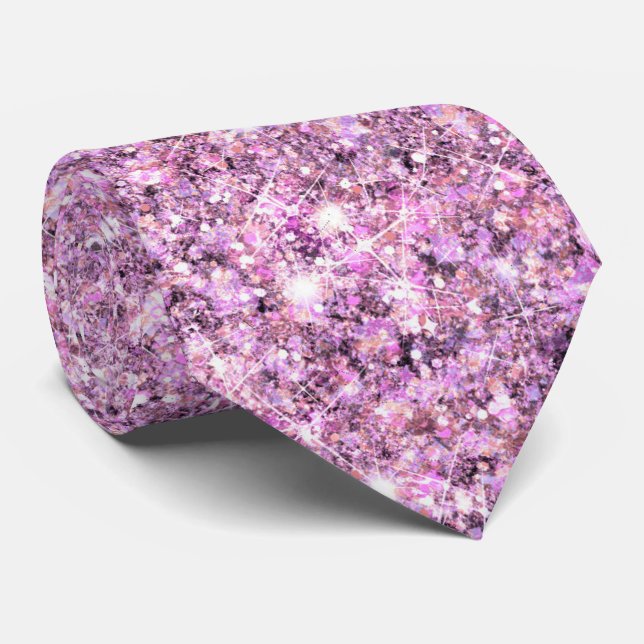 Glam Glitz Purple-Toned Pink Mermaid Faux Glitter Tie (Rolled)