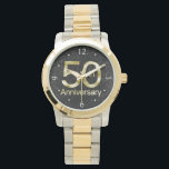 Glam Gold 50th Anniversary Watch<br><div class="desc">Black crinkle glitter background with faux shiny gold big number fifty with 50th Anniversary, a glamourous, elegant and ritzy dinner party celebration of a whopping fifty years since the wedding or marking the quincentennial of a business or any special date. Design Copyright © CustomInvitesOnline.com</div>