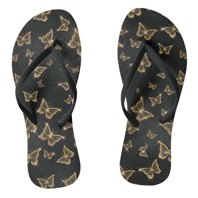 Glam gold and black butterflies pattern jandals (Footbed)