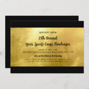 Glam Gold and Black Elegant Fundraiser Invitation