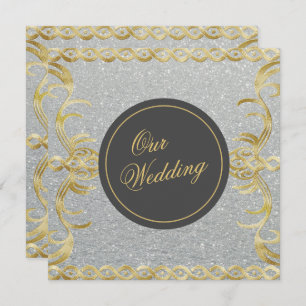 Glam Gold and Silver Wedding Invitation