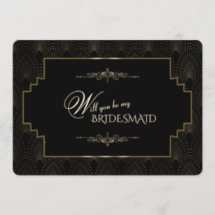 Glam Gold Art Deco 1920s Be My Bridesmaid Invitation
