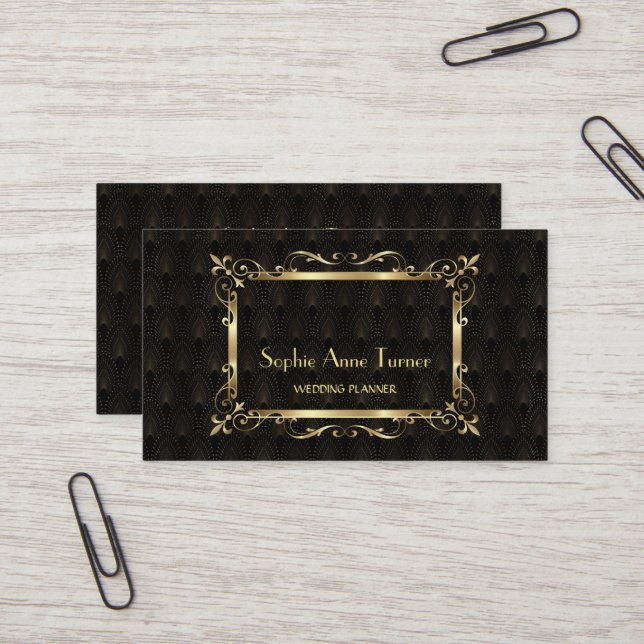 Glam Gold Art Deco Great Gatsby Professional Business Card (Front/Back In Situ)