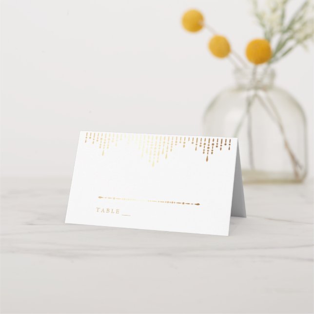 Glam gold art deco vintage wedding place cards (Front)