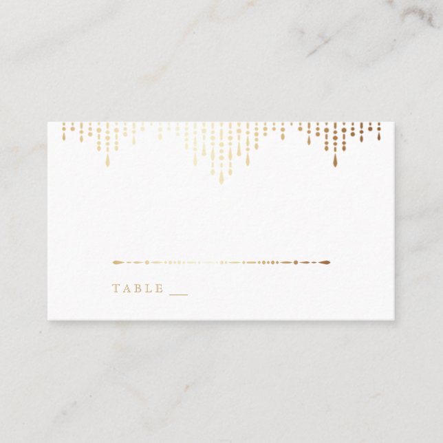 Glam gold art deco vintage wedding place cards (Front)