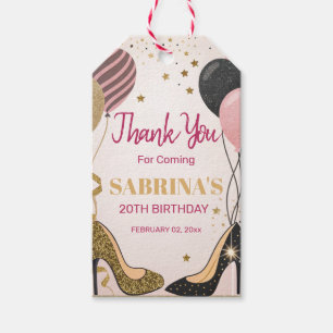 glam gold birthday party blush pink  gift tags