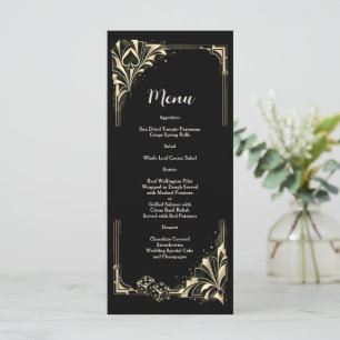 Glam Gold Black Art Deco Casino Wedding Menu