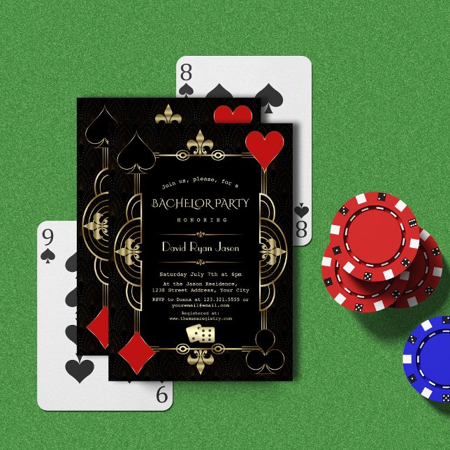 Glam Gold Black Great Gatsby 20s Bachelor Party Invitation (Creator Uploaded)