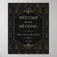 Glam Gold Black Great Gatsby Wedding Welcome Sign