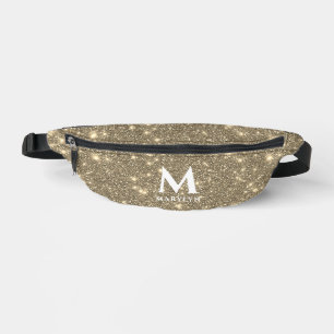 Glam Gold Bling Shimmer Glitter Initial Monogram Bum Bags