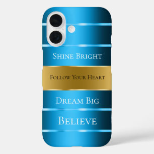 Glam Gold Blue Ribbon  iPhone 16 Case