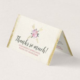Glam Gold Bohemian Floral Arrows Thank You Card