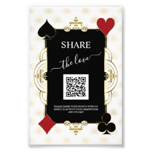 Glam Gold Casino Share The Love QR Code Wedding Photo Print