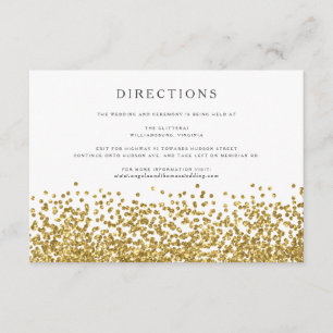 Glam Gold Confetti Dots Wedding Directions Card